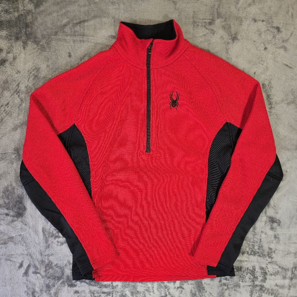 Spyder Outbound 1/2 Zip Waffle Knit Pullover Sweater Sizr Small Red
